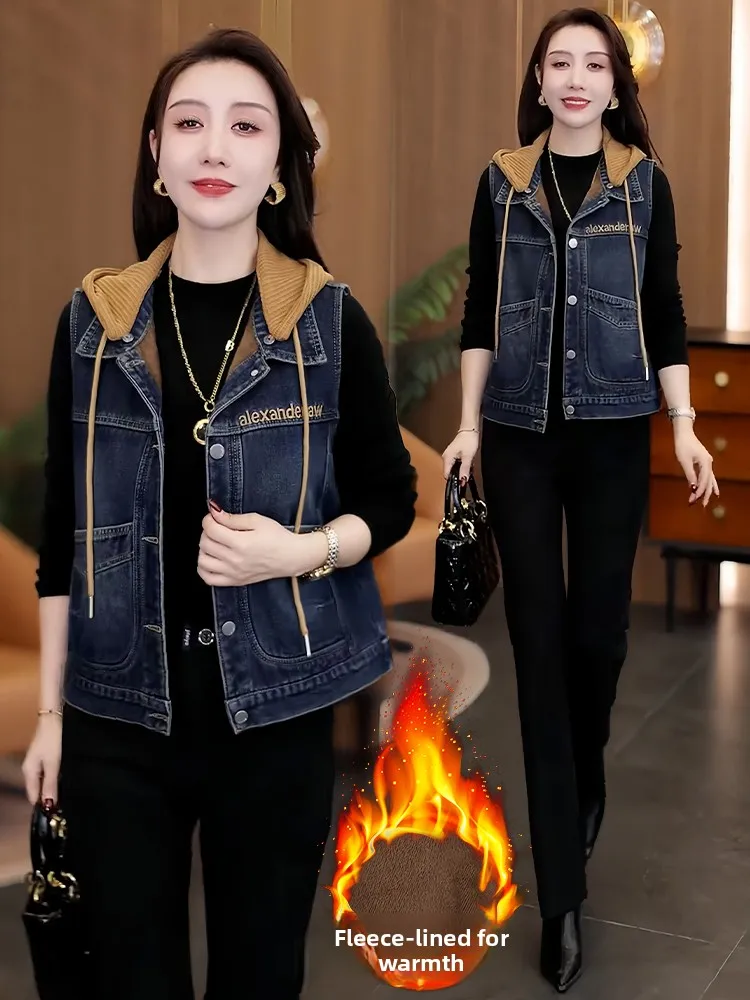 Korean Style Loose Fleece Lined Thickened Denim Vest Women's Fashionable Casual Wear This Year's Popular Top
Korean Style Loose Fleece Lined Thickened Denim Vest Women's Fashionable Casual Wear This Year's Popular Top