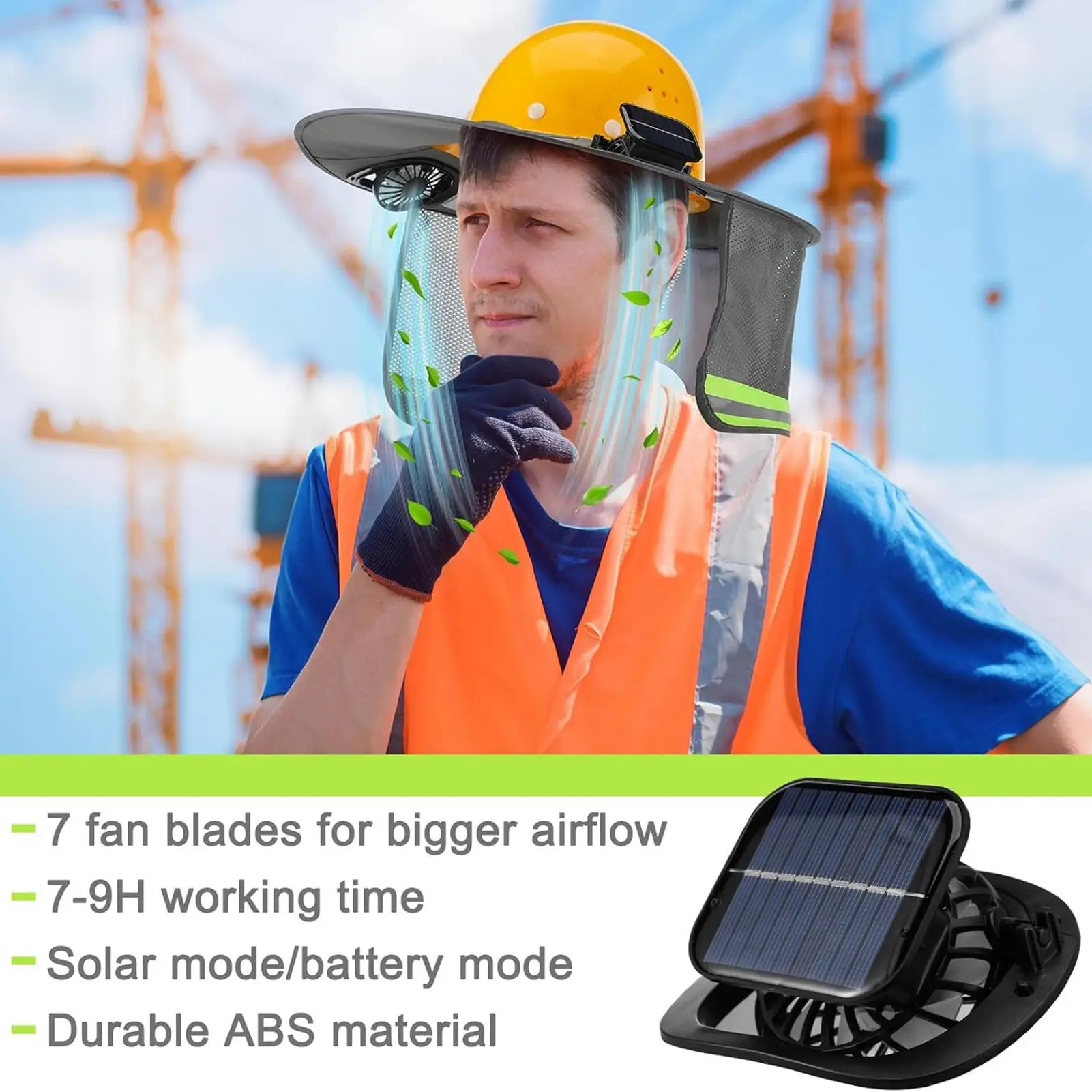 Hard Hat Sun Shade Lightweight Neck Sunshade Cover With Solar Fan UV Protection Face Neck Sun Visor For Construction Site
Hard Hat Sun Shade Lightweight Neck Sunshade Cover With Solar Fan UV Protection Face Neck Sun Visor For Construction Site