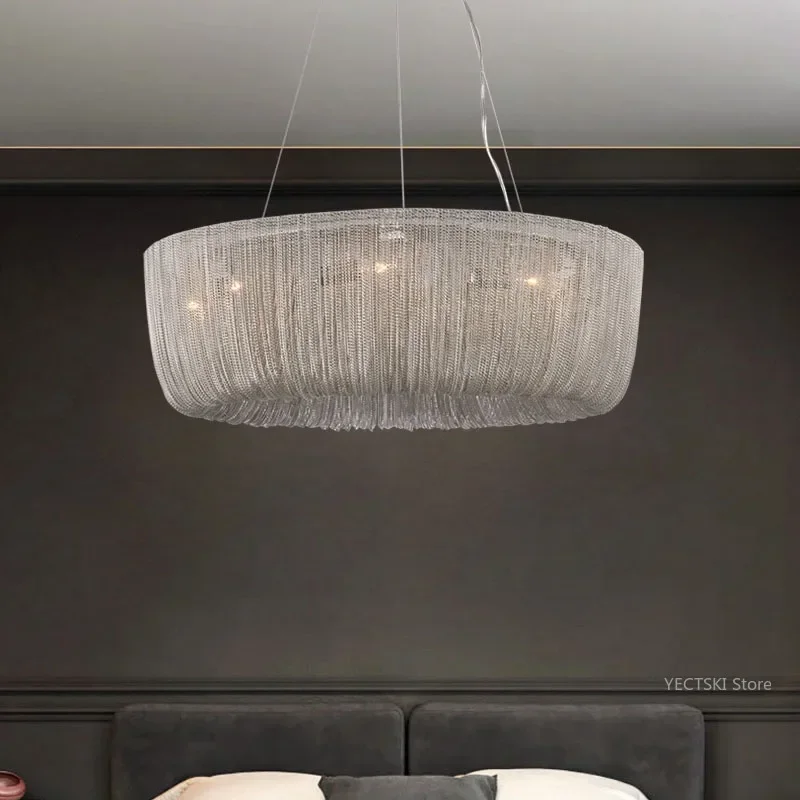 GHEUVNJ Nordic creative personality tassel chain restaurant simple modern master bedroom room light
GHEUVNJ Nordic creative personality tassel chain restaurant simple modern master bedroom room light