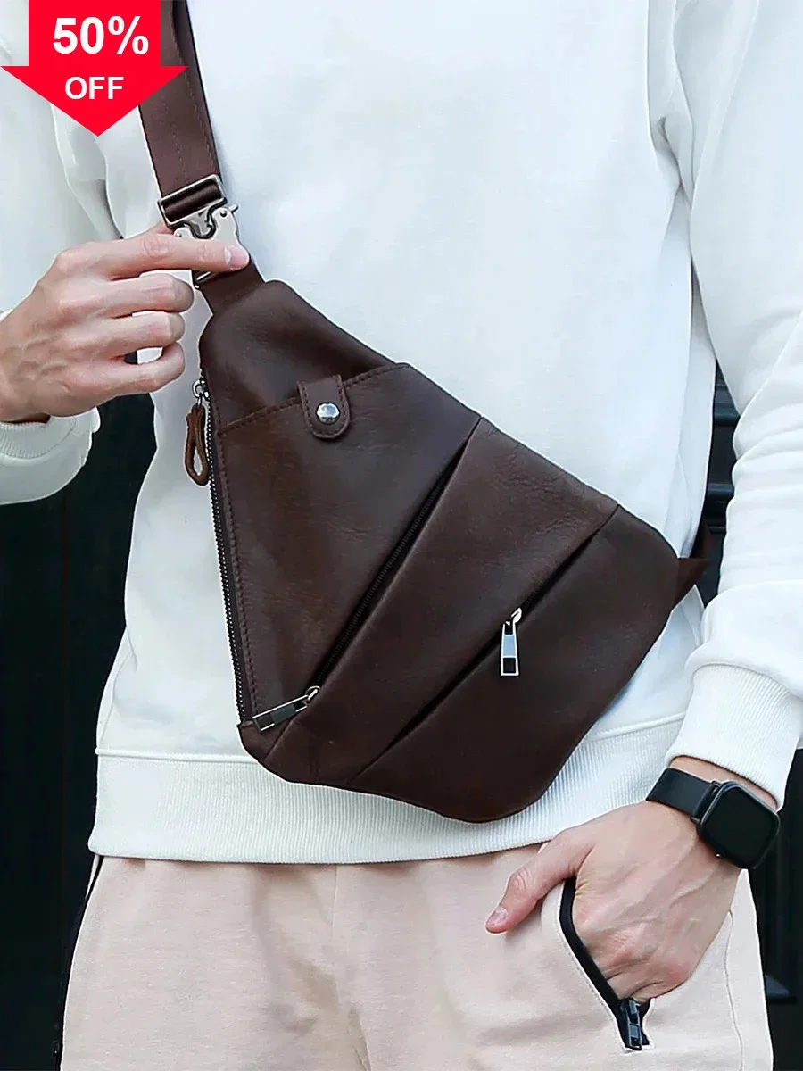 Causal Fashion Real Soft Cow Leather Crossobody Summer Outdoor Men's Chest Pack Sling Bag for Sports
Causal Fashion Real Soft Cow Leather Crossobody Summer Outdoor Men's Chest Pack Sling Bag for Sports