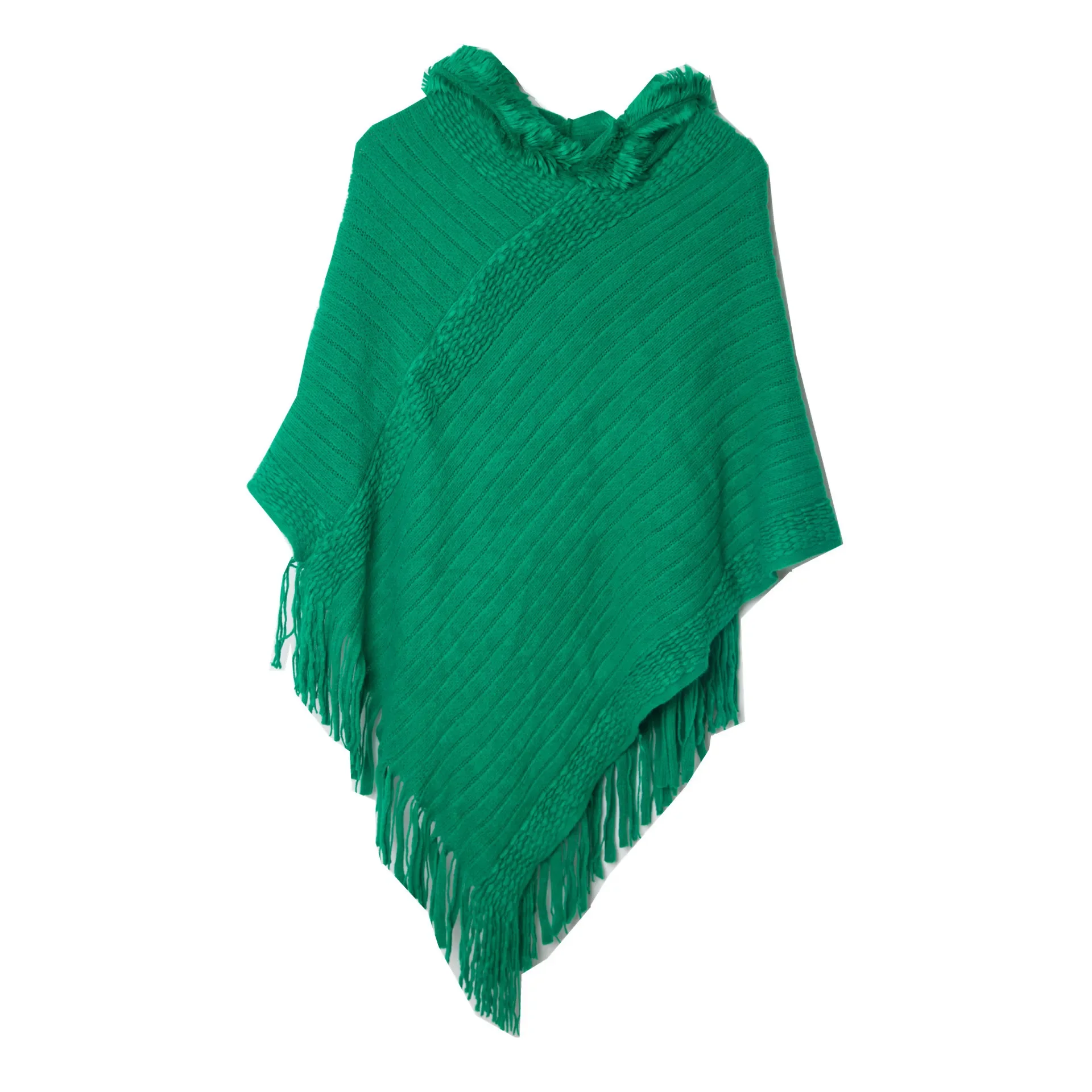 Spring and Autumn New Style Solid Stripe Tassel Hooded Cape Fashion Street Poncho Lady Capes Green Cloaks
Spring and Autumn New Style Solid Stripe Tassel Hooded Cape Fashion Street Poncho Lady Capes Green Cloaks