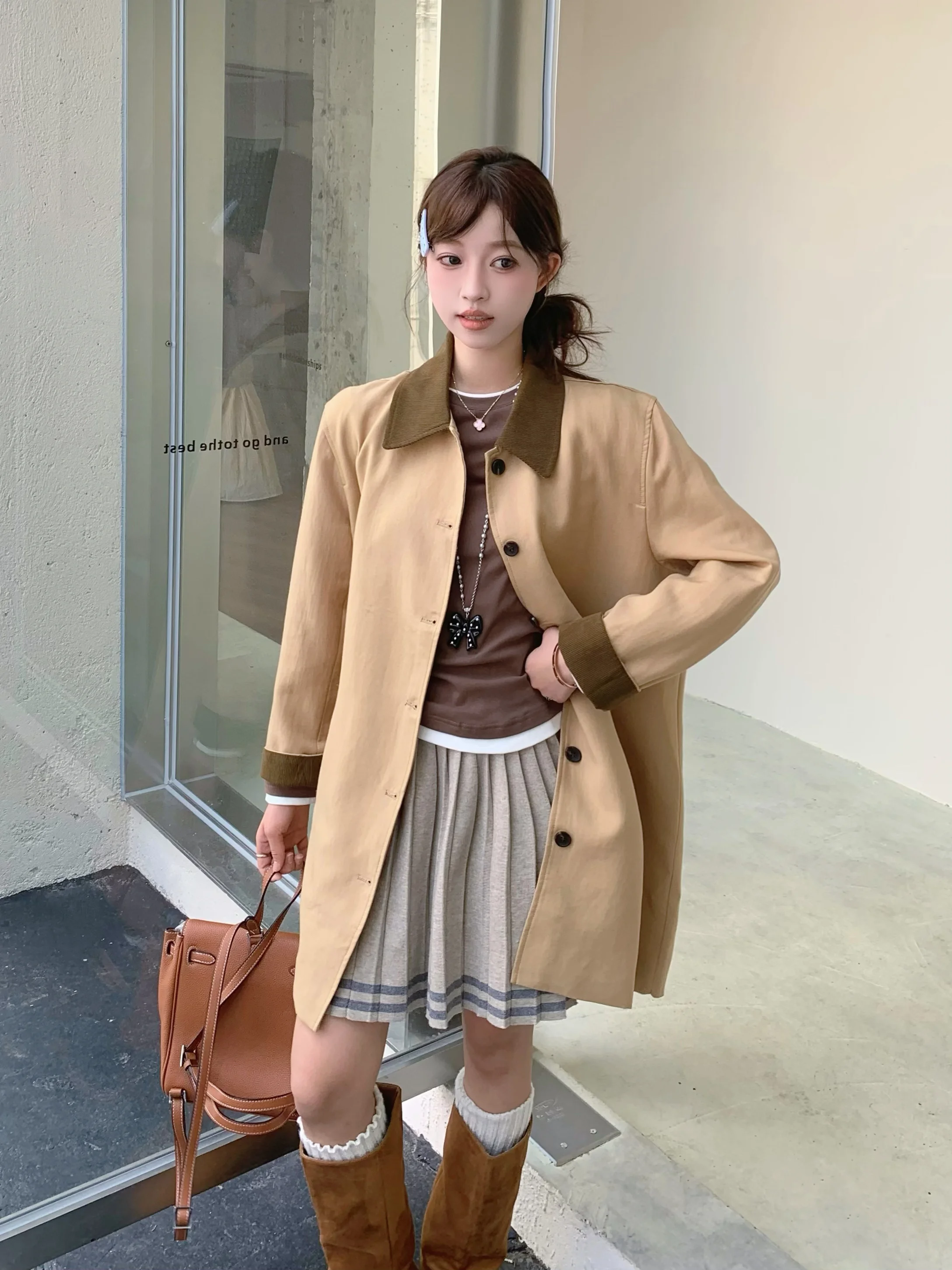 Bani Retro Korean Sle Corduroy Jaet Spring Autumn New Color Blo Collar Coat Long Sve Collar Medium Length
Bani Retro Korean Sle Corduroy Jaet Spring Autumn New Color Blo Collar Coat Long Sve Collar Medium Length