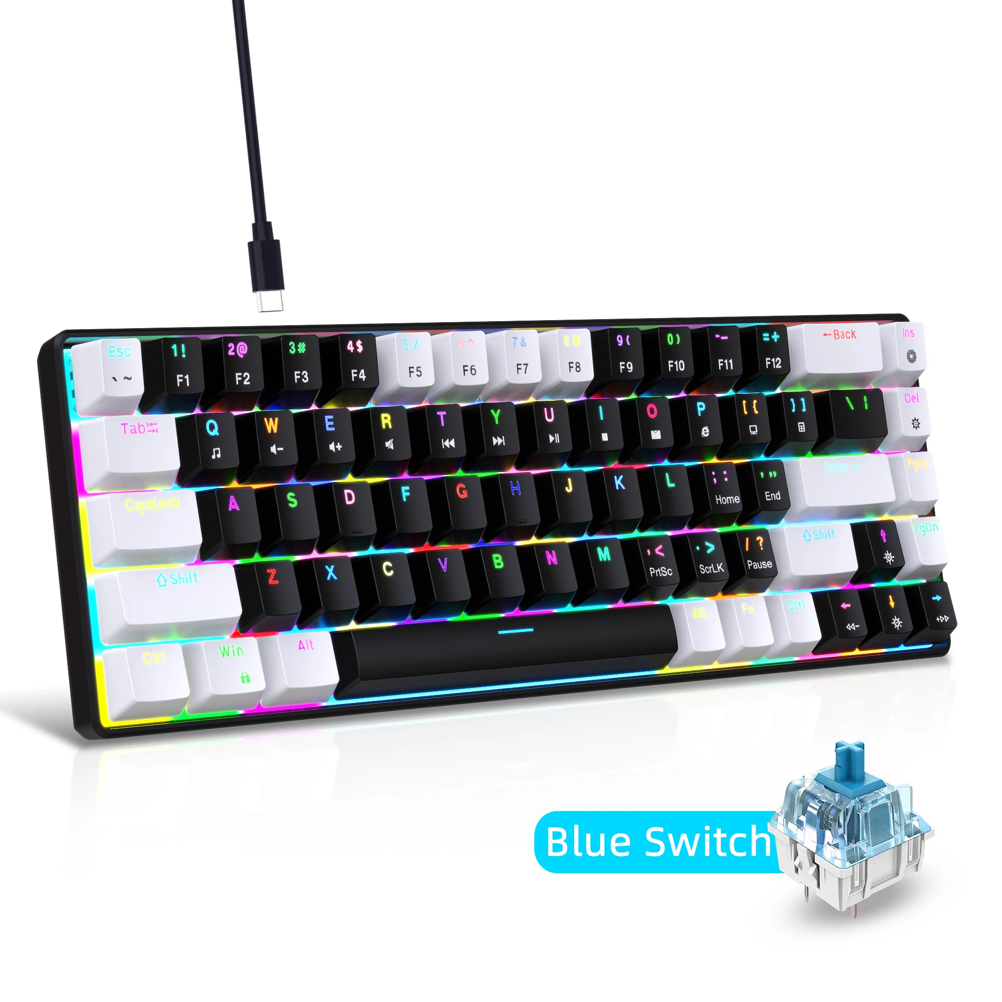 68 Keys Gaming Mechanical Keyboard 19 Modes RGB Backlit LED Hot Swappable Blue Red Switch Wired Game Keyboard for PC Laptop
68 Keys Gaming Mechanical Keyboard 19 Modes RGB Backlit LED Hot Swappable Blue Red Switch Wired Game Keyboard for PC Laptop
