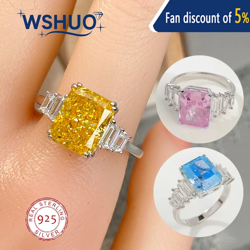 WSHUO 925 Sterling Silver Luxury Women Wedding Ring Square Yellow Pink Blue High Carbon Gemstone Luxury Ring Anniversary Gift
WSHUO 925 Sterling Silver Luxury Women Wedding Ring Square Yellow Pink Blue High Carbon Gemstone Luxury Ring Anniversary Gift