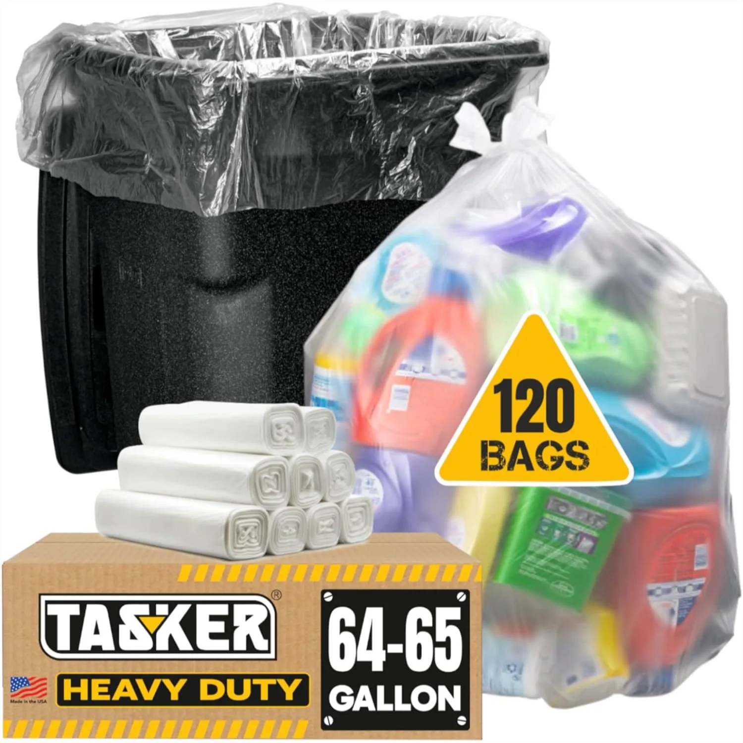 Clear Trash Bags 64-65 Gallon Heavy Duty Recycling 120 Count Extra Large Garbage Bags for Yard Waste and Construction
Clear Trash Bags 64-65 Gallon Heavy Duty Recycling 120 Count Extra Large Garbage Bags for Yard Waste and Construction