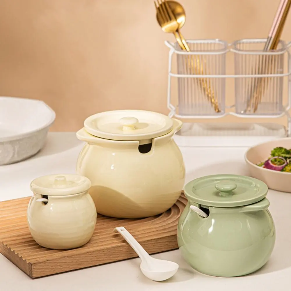High Temperature Resistant Ceramic Lard Jar Dustproof Reusable Ceramic Seasoning Bottle with Lid Spoon Large Capacity
High Temperature Resistant Ceramic Lard Jar Dustproof Reusable Ceramic Seasoning Bottle with Lid Spoon Large Capacity