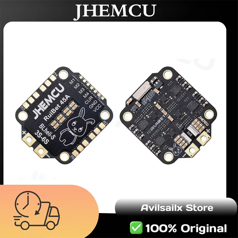 JHEMCU RuiBet 4in1 ESC 45A 55A BLHeli_S 32bit Dshot600 3-6S for FPV Drone Whoop Freestyle Build 30.5x30.5mm
JHEMCU RuiBet 4in1 ESC 45A 55A BLHeli_S 32bit Dshot600 3-6S for FPV Drone Whoop Freestyle Build 30.5x30.5mm