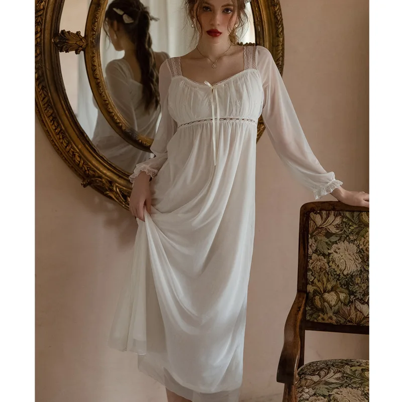 Новая весенняя женская длинная ночная рубашка Sweet Palace, ночная рубашка принцессы, одежда для сна с длинными рукавами и квадратным вырезом, халат, повседневная домашняя одежда
Новая весенняя женская длинная ночная рубашка Sweet Palace, ночная рубашка принцессы, одежда для сна с длинными рукавами и квадратным вырезом, халат, повседневная домашняя одежда