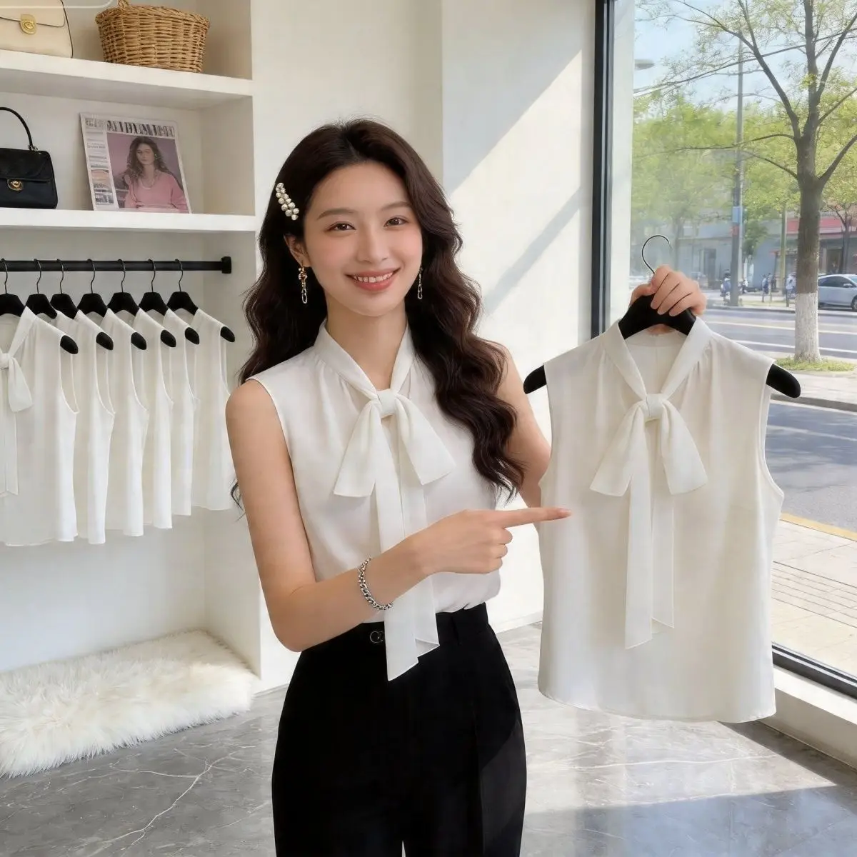 Elegant Chiffon Sleeveless Vest Women's Summer Suit Inner Shirt Knot Simple Top High-End Feeling Outerwear
Elegant Chiffon Sleeveless Vest Women's Summer Suit Inner Shirt Knot Simple Top High-End Feeling Outerwear