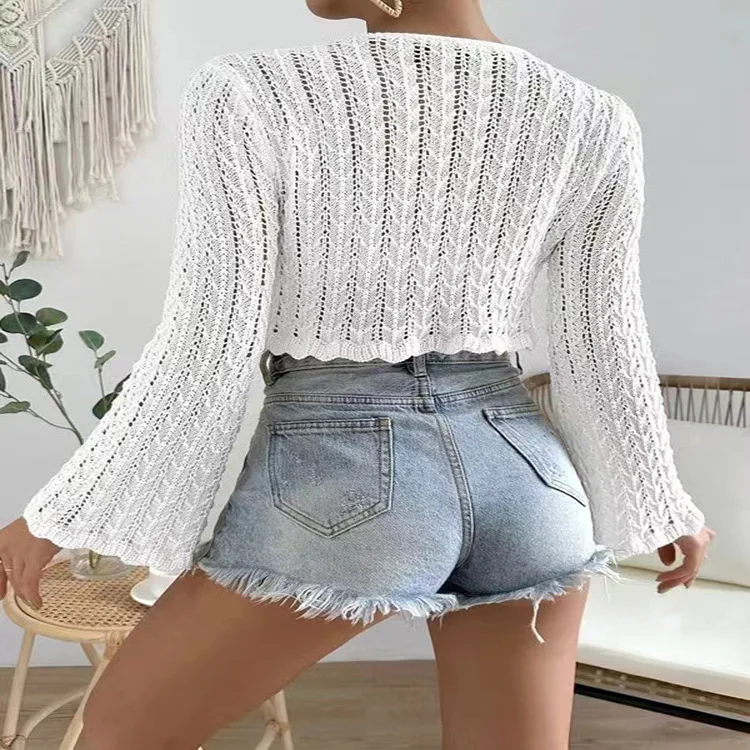 2024 New Sunscreen Half Perspective Ruffle Edge Pullovers Pick Out Women's Knitted Top
2024 New Sunscreen Half Perspective Ruffle Edge Pullovers Pick Out Women's Knitted Top