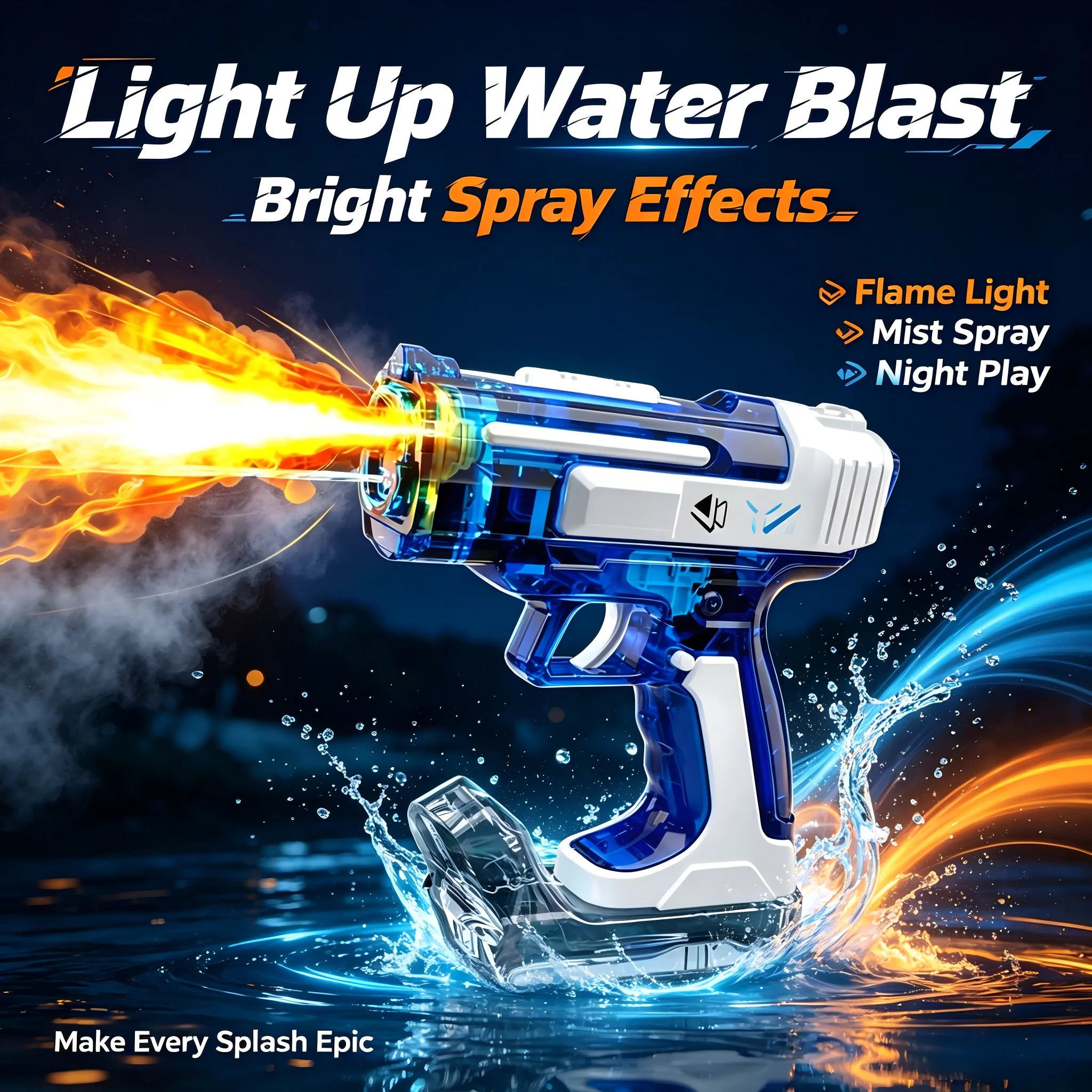 Electric Water Gun with Lights Continuous Firing Squirt Gun Long Range Shooting Watergun Mist Spray Water Pistol Outdoor Toy
Electric Water Gun with Lights Continuous Firing Squirt Gun Long Range Shooting Watergun Mist Spray Water Pistol Outdoor Toy