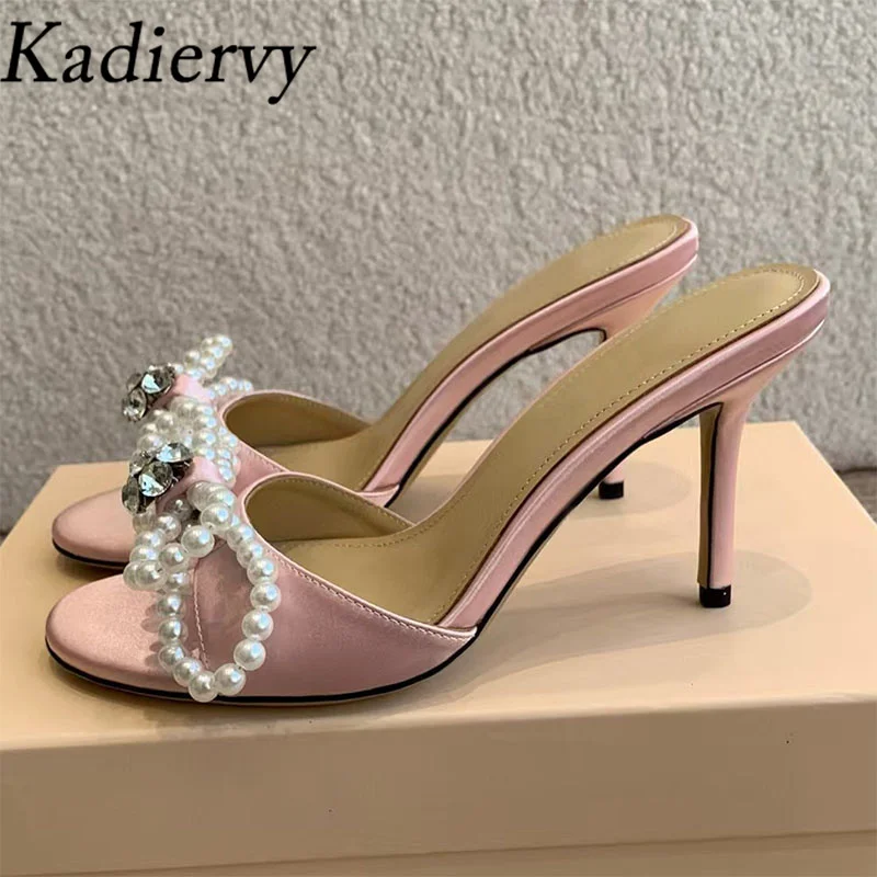 Sexy High Heels Slippers Woman Rhinestone Pearl Butterfly-knot Party Dress Shoes Woman Summer Slides Heeled Sandals Women
Sexy High Heels Slippers Woman Rhinestone Pearl Butterfly-knot Party Dress Shoes Woman Summer Slides Heeled Sandals Women