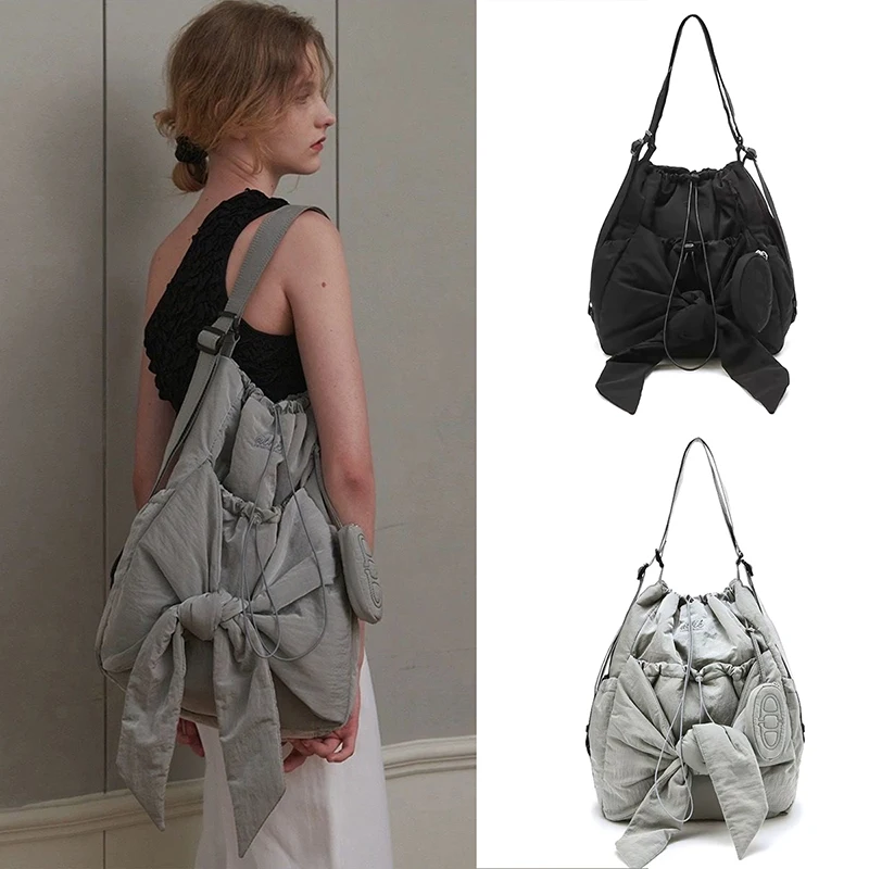South korea New Export Large Capaci Leisure Backpack Bow Drawstring Embroidery Dual-Use Shoulder Bag Women Shopping Bag
South korea New Export Large Capaci Leisure Backpack Bow Drawstring Embroidery Dual-Use Shoulder Bag Women Shopping Bag