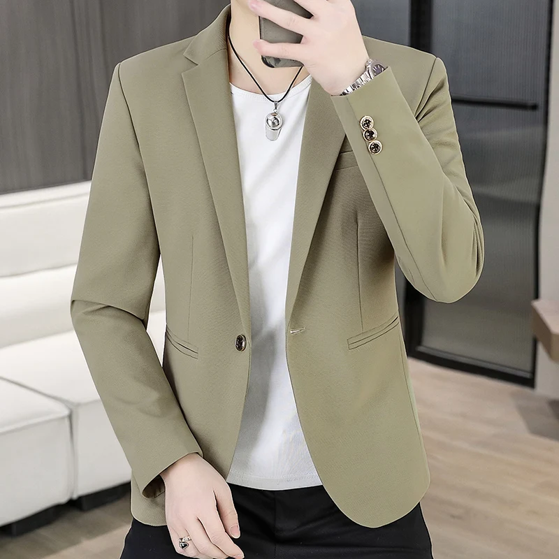 High-quality new men's casual Korean-style light luxury business suit, slimming, stylish and versatile nude top, small suit
High-quality new men's casual Korean-style light luxury business suit, slimming, stylish and versatile nude top, small suit