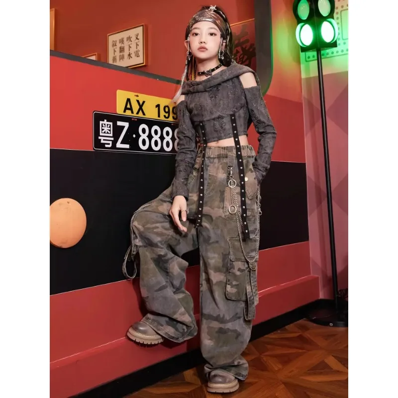 Retro Style Jazz Dance Costume For Girls Hooded Tops Camouflage Cargo Pants Modern Hip Hop Performance Suit Stage Wear
Retro Style Jazz Dance Costume For Girls Hooded Tops Camouflage Cargo Pants Modern Hip Hop Performance Suit Stage Wear