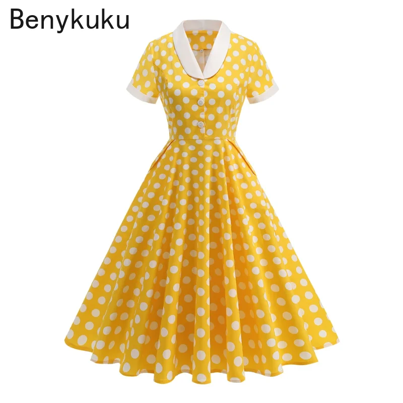 Buttons Front Hepburn Style Shawl Collar Polka Dot Vintage Dress Women Summer Clothes Short Sleeve Pockets Elegant Long Dresses
Buttons Front Hepburn Style Shawl Collar Polka Dot Vintage Dress Women Summer Clothes Short Sleeve Pockets Elegant Long Dresses