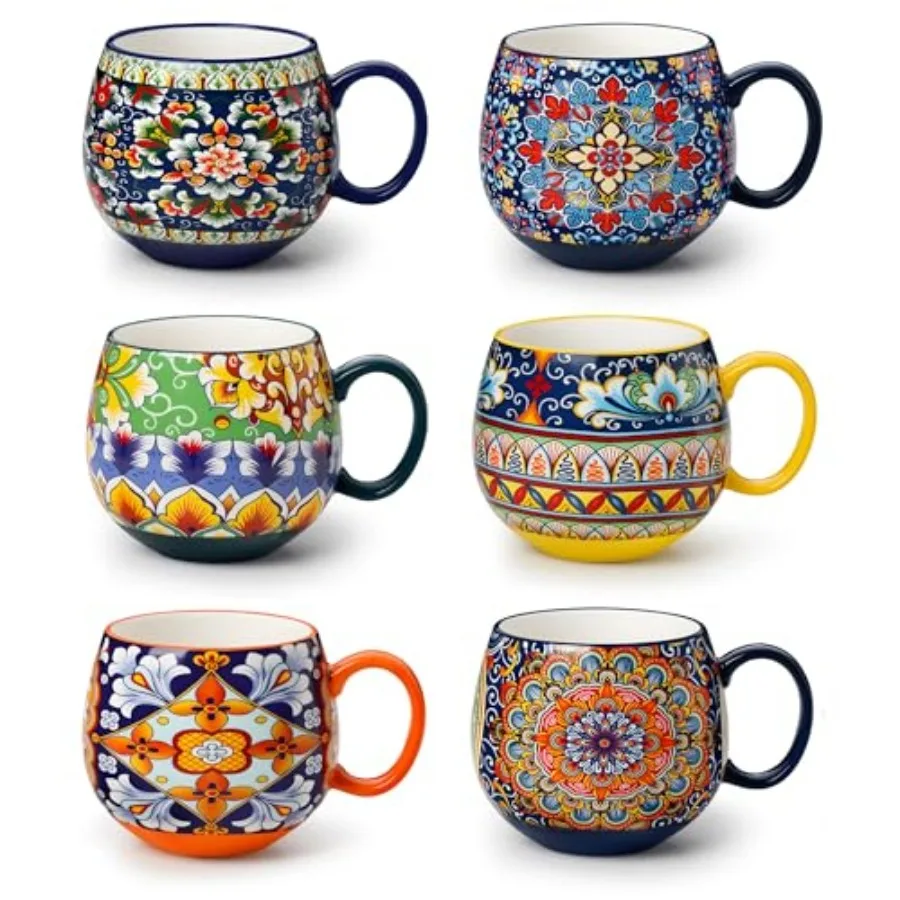Coffee Mugs Set of 6 Coffee Cups Ceramic 16oz Porcelain Coffee Mugs for Cappuccino Latte Espresso Colorful Coffee Mugs with Han
Coffee Mugs Set of 6 Coffee Cups Ceramic 16oz Porcelain Coffee Mugs for Cappuccino Latte Espresso Colorful Coffee Mugs with Han