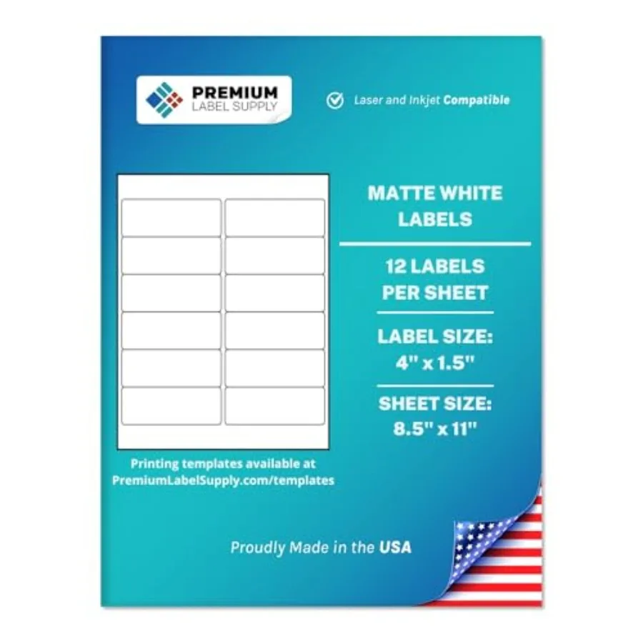 White Sticker Address Labels 4" x 1.5" Laser/Inkjet Compatible 12 per Sheet,25 Sheets 300 Total Adhesive Labels
White Sticker Address Labels 4" x 1.5" Laser/Inkjet Compatible 12 per Sheet,25 Sheets 300 Total Adhesive Labels