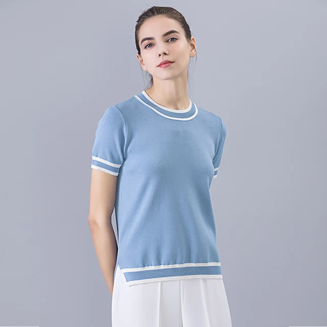 Модный простой однотонный полосатый асимметричный трикотажный топ свободного кроя для женщин, летний, с круглым вырезом
Модный простой однотонный полосатый асимметричный трикотажный топ свободного кроя для женщин, летний, с круглым вырезом