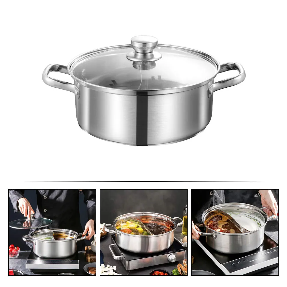 Stainless Steel Yuanyang Hot Double Handle Thickened Soup Pot For Chinese Style Hotpot Cooking Multi-Use Kitchen Cookware
Stainless Steel Yuanyang Hot Double Handle Thickened Soup Pot For Chinese Style Hotpot Cooking Multi-Use Kitchen Cookware
