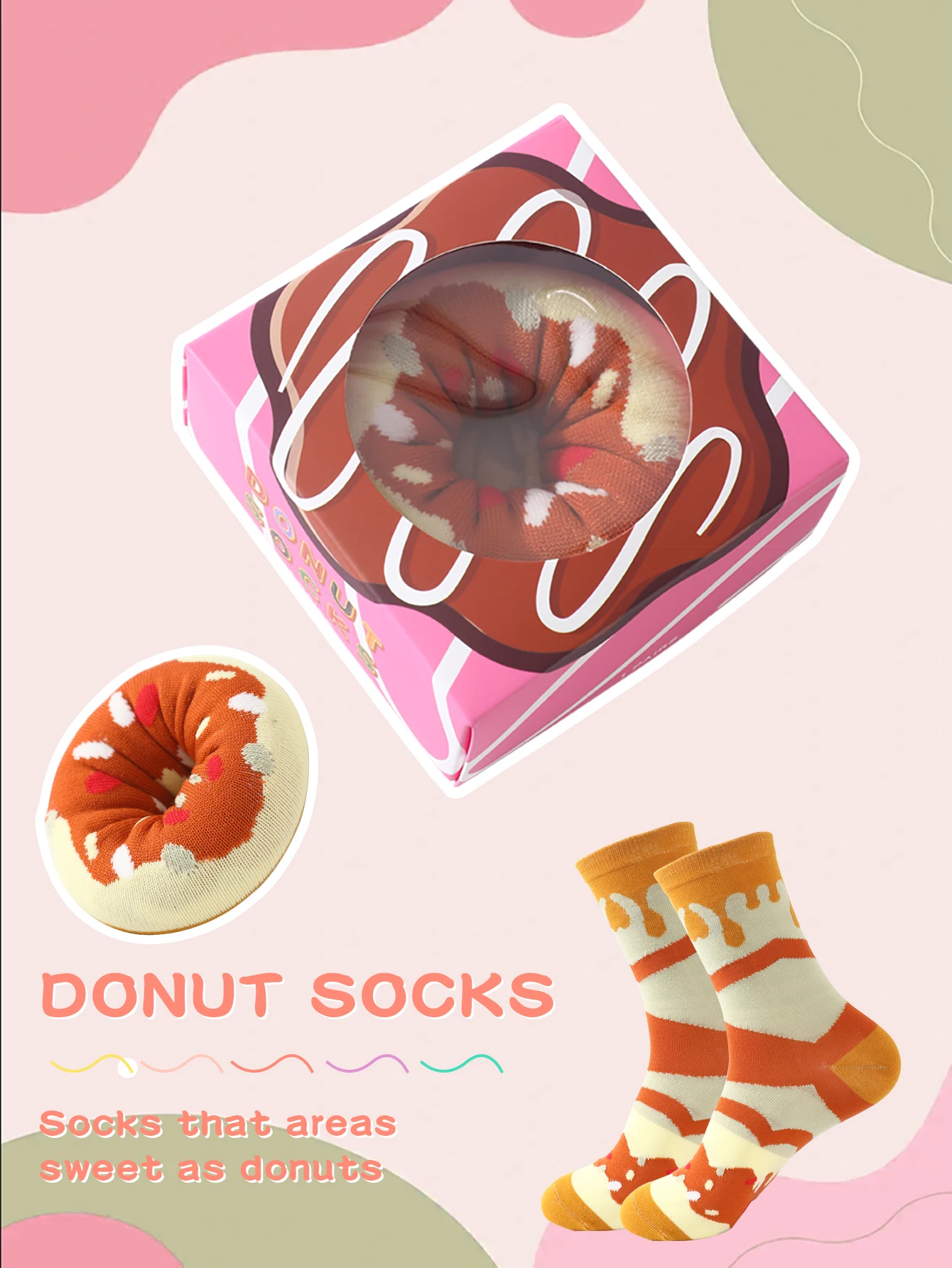 1 pair of mid-calf unisex socks in a sweet doughnut shape, a novel and creative fun holiday gift.
1 pair of mid-calf unisex socks in a sweet doughnut shape, a novel and creative fun holiday gift.