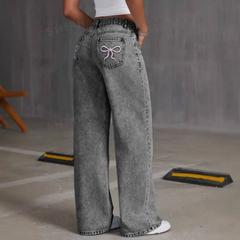 Deeptown Y2k Sweet Women Jeans Bow Embroidery Harajuku Korean Fashion Denim Pants Baggy Straight Trousers Cute Vintage Casual
Deeptown Y2k Sweet Women Jeans Bow Embroidery Harajuku Korean Fashion Denim Pants Baggy Straight Trousers Cute Vintage Casual