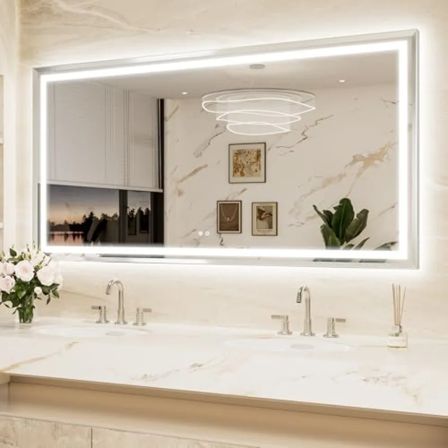 72 x 36 Inch LED Mirror for Bathroom Large, Front and Back Lighted Bathroom Mirror, HD Tempered Glass, UL Listed LED Driver, Be
72 x 36 Inch LED Mirror for Bathroom Large, Front and Back Lighted Bathroom Mirror, HD Tempered Glass, UL Listed LED Driver, Be