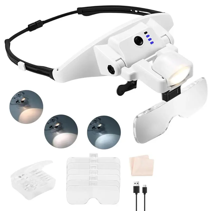 GYTB-Magnifying Glass With Light, Rechargeable Head-Mounted Magnifier With 6 Lenses 1.0X-4.0X, With 3 Light Colors
GYTB-Magnifying Glass With Light, Rechargeable Head-Mounted Magnifier With 6 Lenses 1.0X-4.0X, With 3 Light Colors
