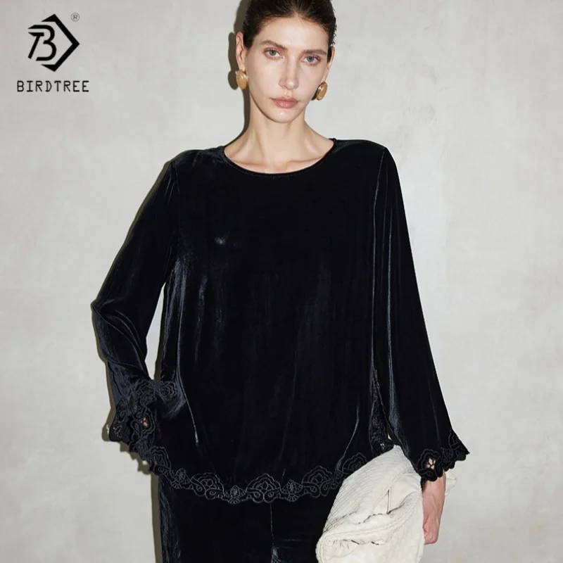 Birdtree, базовая ткань, 100% шелковая бархатная блузка, женский пуловер с длинными рукавами и вышивкой, элегантная рубашка, новинка 2023 года T5D832JF
Birdtree, базовая ткань, 100% шелковая бархатная блузка, женский пуловер с длинными рукавами и вышивкой, элегантная рубашка, новинка 2023 года T5D832JF
