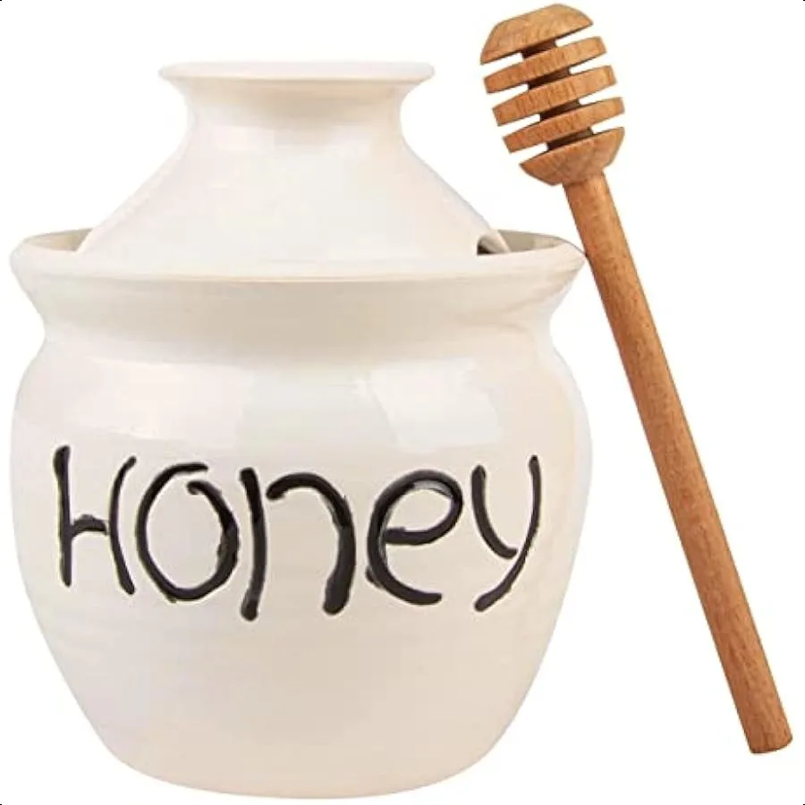 Honey Jar with a Dipper 16oz. Ceramic Honey Pot Made Out of Solid Clay Piece. Honey Container and a Great Rustic Bowl for Gift
Honey Jar with a Dipper 16oz. Ceramic Honey Pot Made Out of Solid Clay Piece. Honey Container and a Great Rustic Bowl for Gift