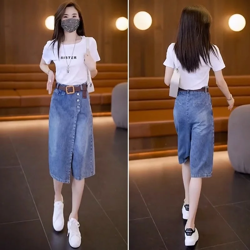 High Waist Wide Leg Uneven Hem Denim Skirt Women's Seven-Foot Summer New Sle Casual Slimming Pants Skirt Combo
High Waist Wide Leg Uneven Hem Denim Skirt Women's Seven-Foot Summer New Sle Casual Slimming Pants Skirt Combo