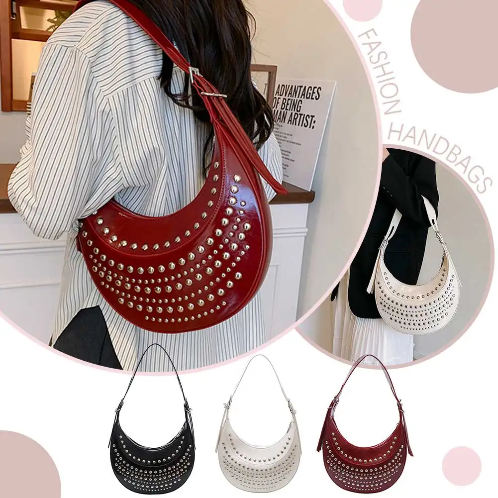 Женская сумка из искусственной кожи в форме полумесяца, большая вместительная модная дизайнерская сумка на молнии с заклепками, сумка для переноски с верхней ручкой
Женская сумка из искусственной кожи в форме полумесяца, большая вместительная модная дизайнерская сумка на молнии с заклепками, сумка для переноски с верхней ручкой