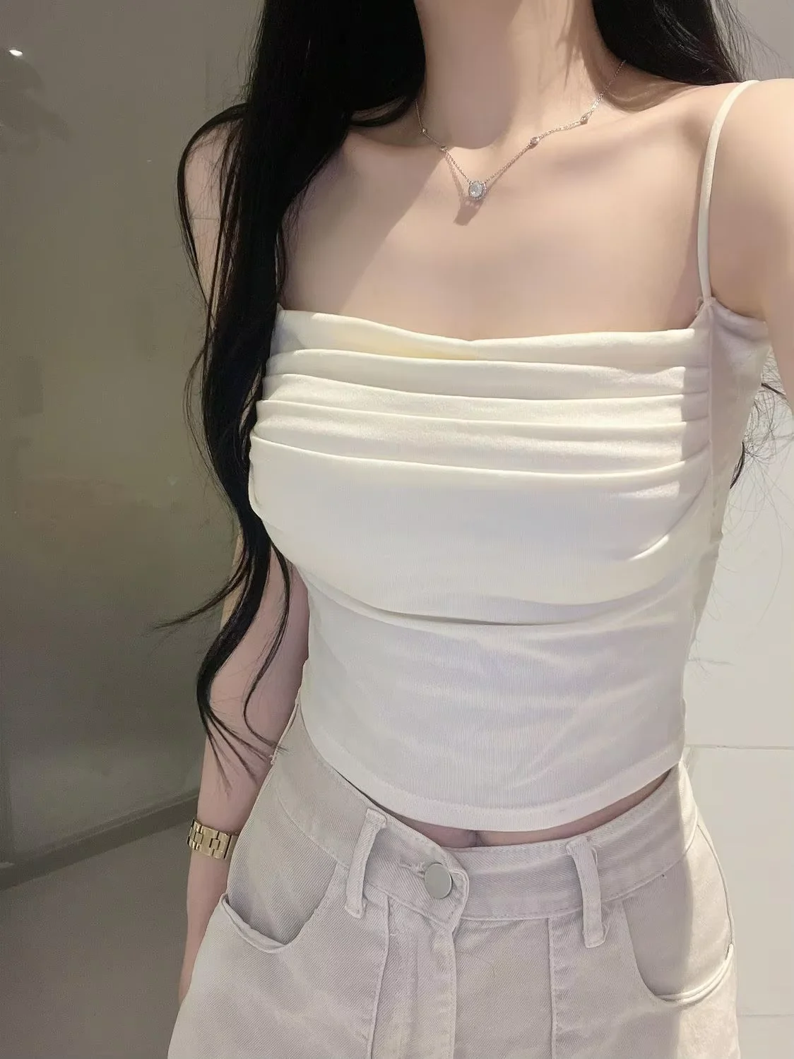 Design Sensation Women's White Strap Vest Slimming Outdoor Wear with Chest Pad New Model Inner Match Base Shirt for Active Women
Design Sensation Women's White Strap Vest Slimming Outdoor Wear with Chest Pad New Model Inner Match Base Shirt for Active Women