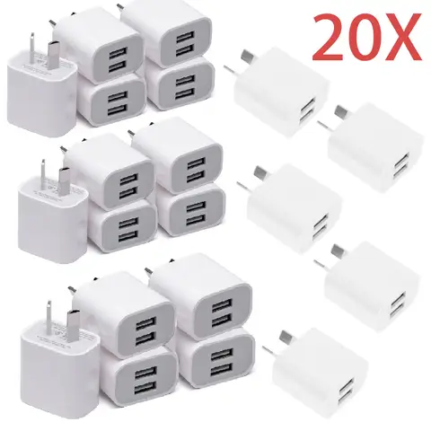 Ładowarka ścienna z dwoma portami USB, adapter zasilania USB, podwójna ładowarka ścienna USB, ładowarka 2-portowa USB z wtyczką AU 5V/2.1A do telefonu