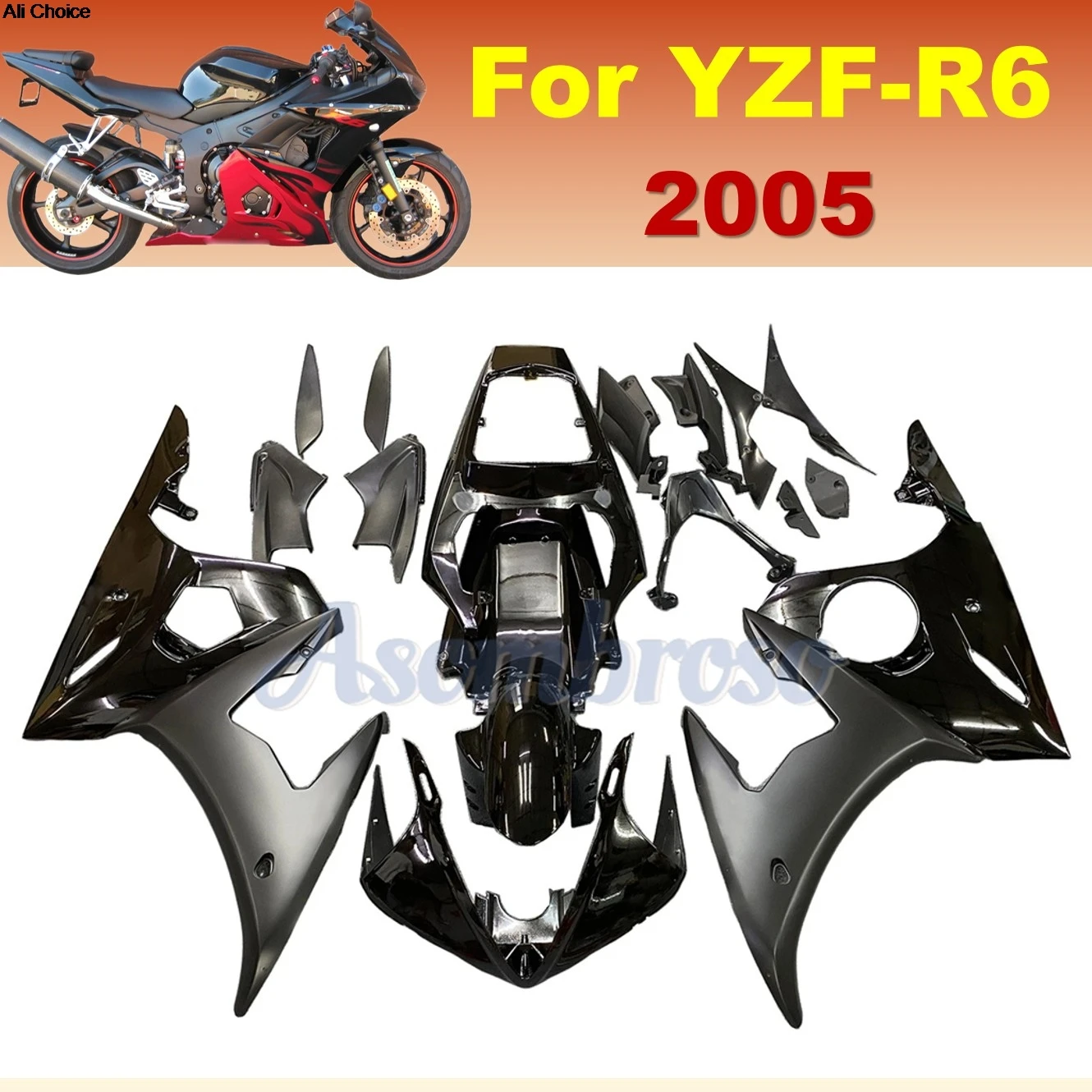 Fairing Kit For Yamaha R6 2003 2004 2005 YZF-R6 ABS Plastic Body Panels | Gloss Black & Matte Black
Fairing Kit For Yamaha R6 2003 2004 2005 YZF-R6 ABS Plastic Body Panels | Gloss Black & Matte Black