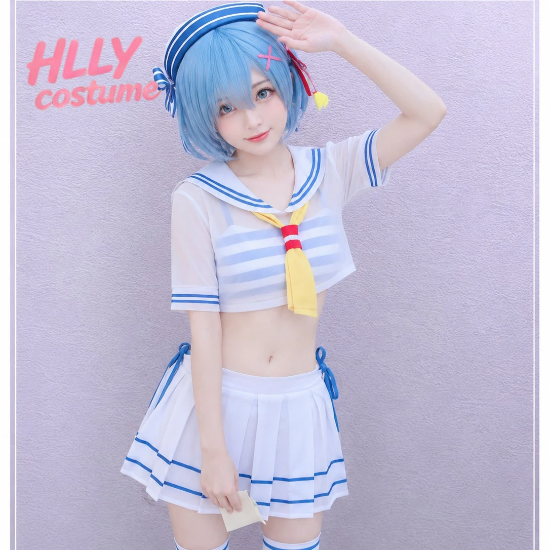 Rem Sailor Swimsuit Cosplay Costume Full Set Anime Character Outfit Women Adult Halloween Party Wear
Rem Sailor Swimsuit Cosplay Costume Full Set Anime Character Outfit Women Adult Halloween Party Wear