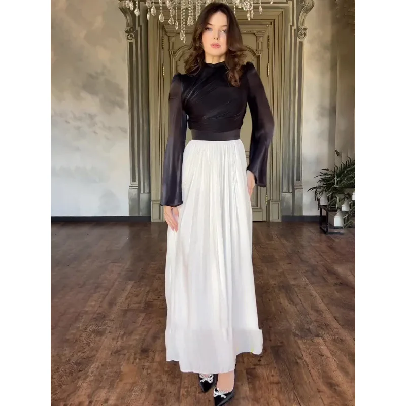 2025European and American Autumn New Ladies Waist-Tight Slimming Sense of Design Stitching Mercerized Maxi Dress Women
2025European and American Autumn New Ladies Waist-Tight Slimming Sense of Design Stitching Mercerized Maxi Dress Women