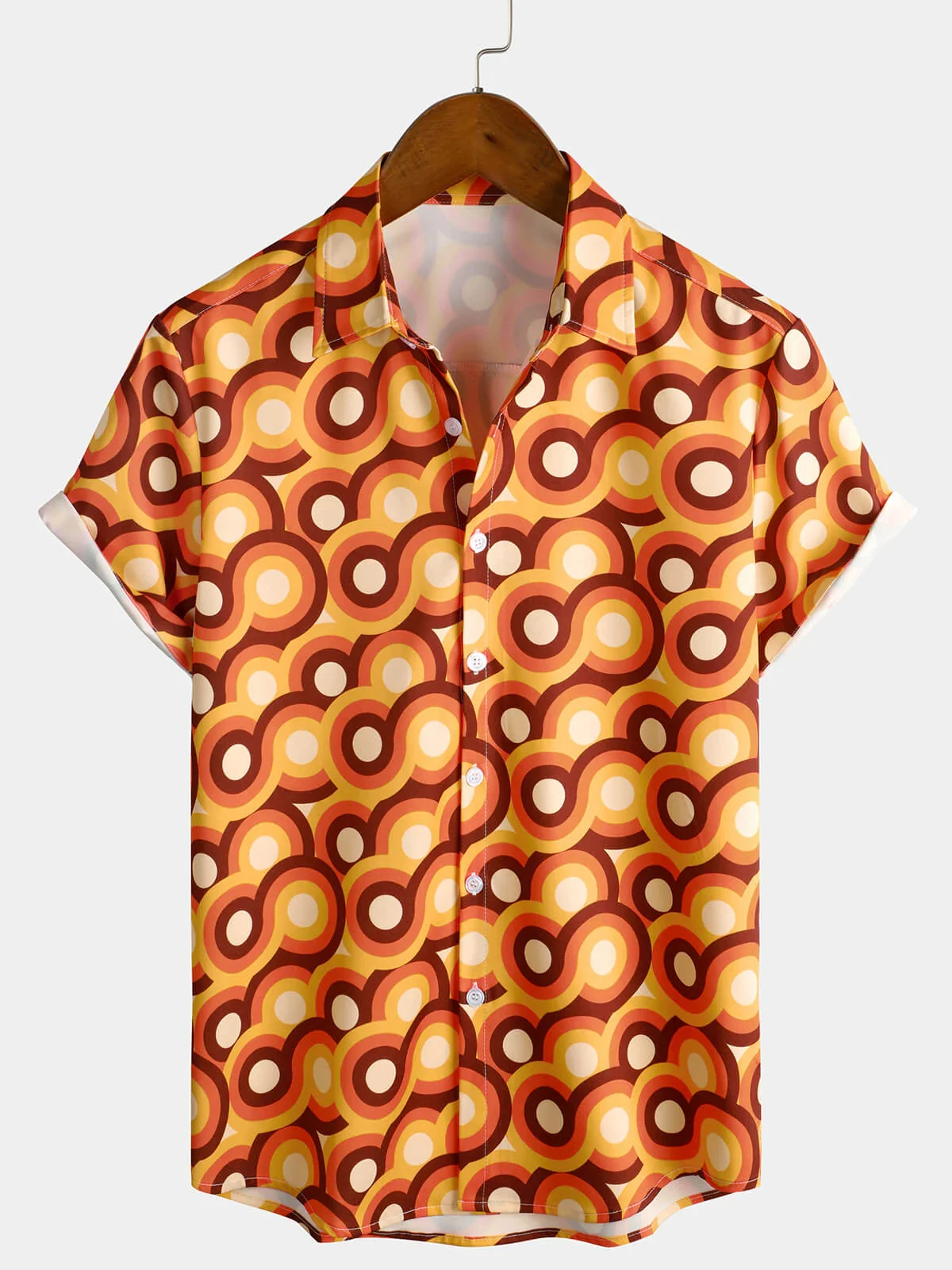 Mens 70s Retro Button Down Vintage Geometric Circles Summer Beach Short Sleeve Shirt Hawaiian Beach Shirt
Mens 70s Retro Button Down Vintage Geometric Circles Summer Beach Short Sleeve Shirt Hawaiian Beach Shirt