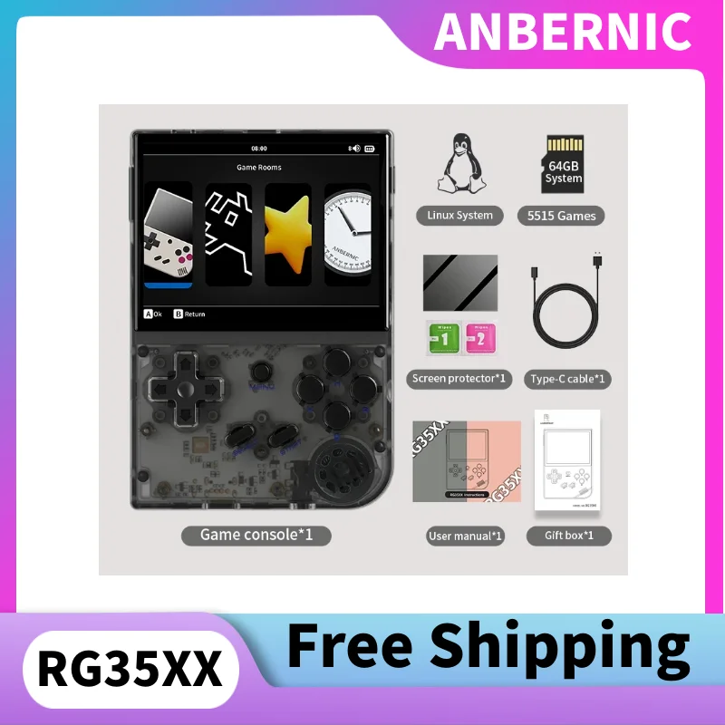 ANBERNIC RG35XX Retro Mini Handheld Game Console 3.5″ IPS Screen Linux Portable Video Game Player Support HD-M-I TV Outpu
ANBERNIC RG35XX Retro Mini Handheld Game Console 3.5″ IPS Screen Linux Portable Video Game Player Support HD-M-I TV Outpu