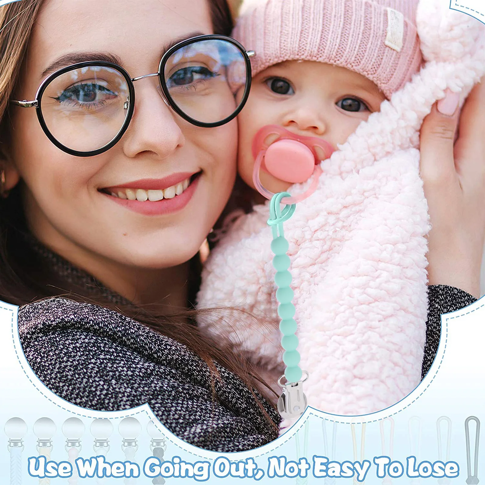 4 Pcs Pacifier Anti Drop Chain Infant Teething Toy Clip Teether Holder Silicone Silica Gel Baby
4 Pcs Pacifier Anti Drop Chain Infant Teething Toy Clip Teether Holder Silicone Silica Gel Baby
