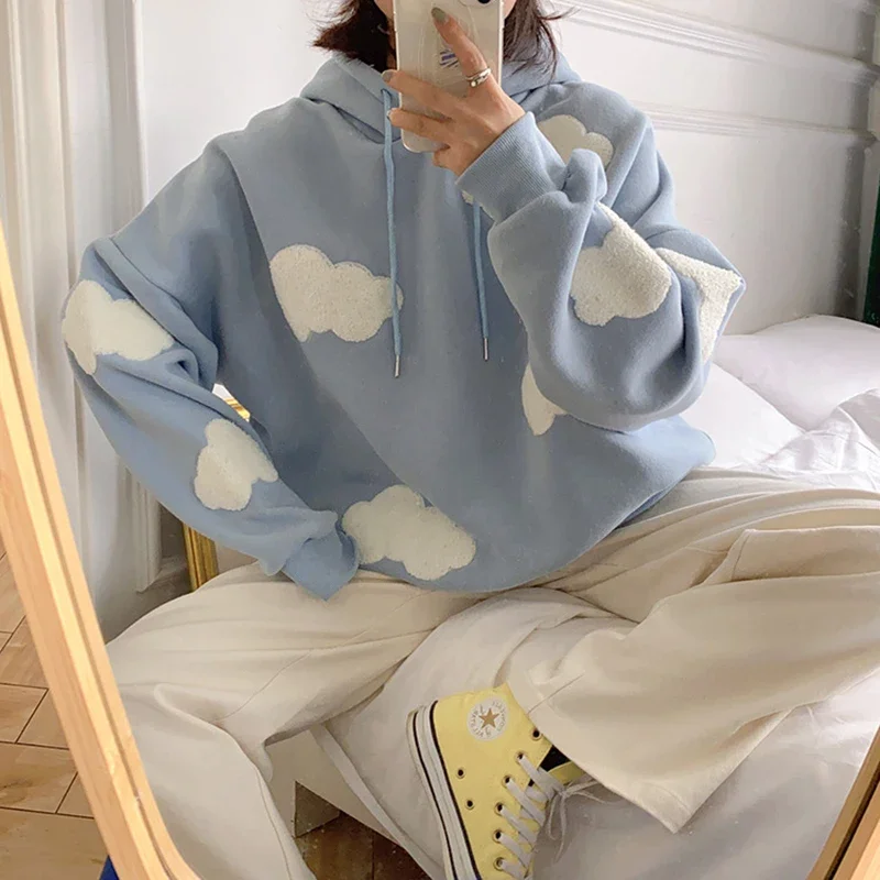 Women Autumn Winter Long Sleeve Casual Pullover 2024 Blue Sky White Clouds Soft Hooded Top Lady Sweater Jumper Loose Sweatshirt
Women Autumn Winter Long Sleeve Casual Pullover 2024 Blue Sky White Clouds Soft Hooded Top Lady Sweater Jumper Loose Sweatshirt