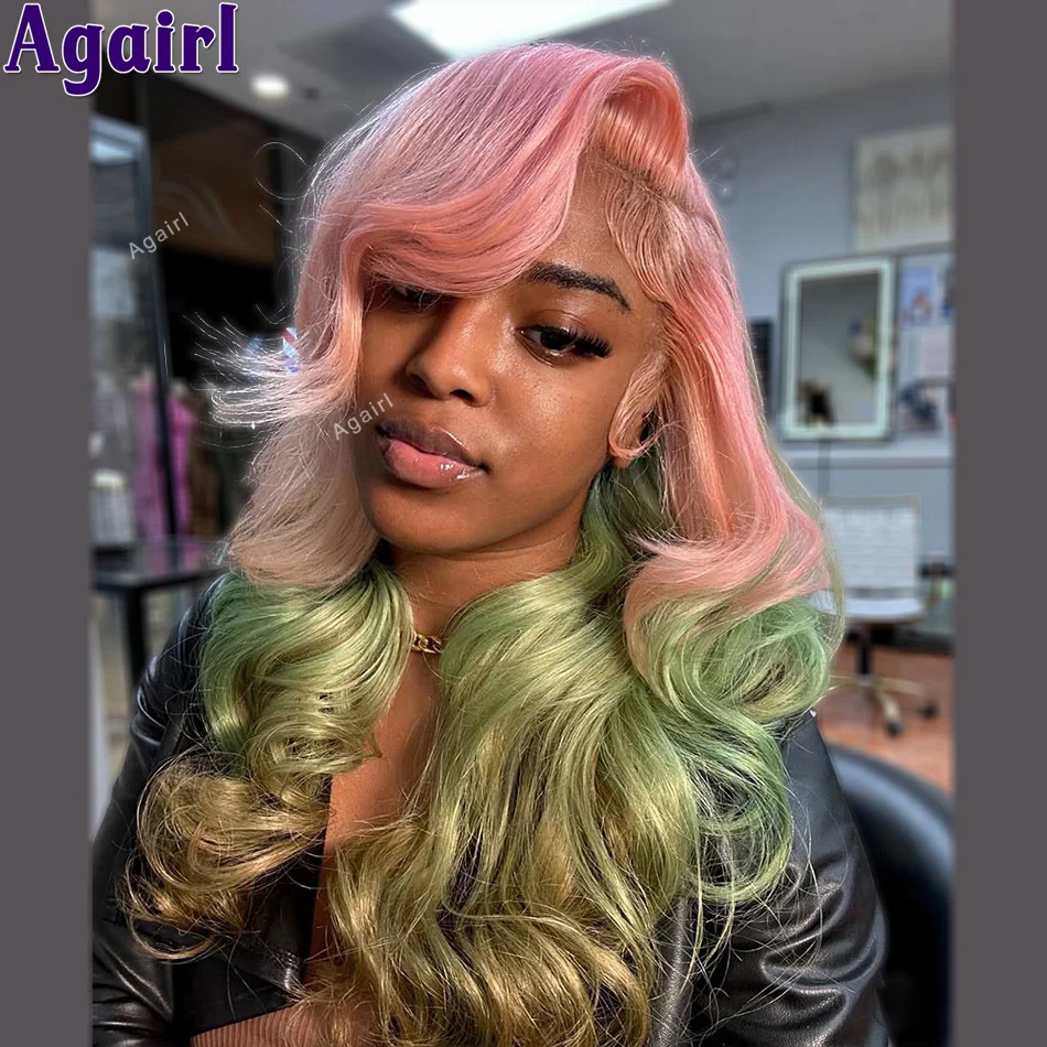 Ombre Pink Green 613 Colored Glueless 5X5 Lace Closure Human Hair Wigs Brazilian 13x6 Lace Frontal Body Wave Wigs Pre Plucked
Ombre Pink Green 613 Colored Glueless 5X5 Lace Closure Human Hair Wigs Brazilian 13x6 Lace Frontal Body Wave Wigs Pre Plucked