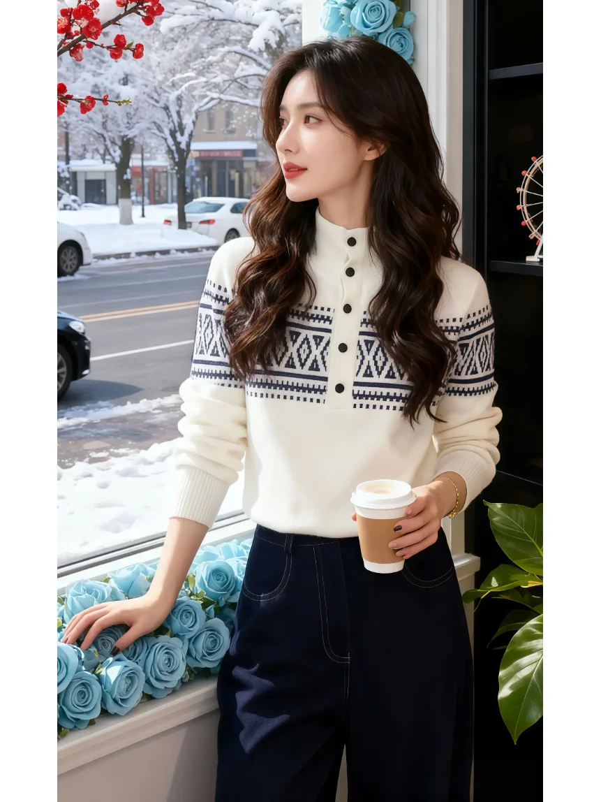 Ретро-вязаный свитер с высоким воротником и длинными рукавами для женщин, осенне-зимняя новинка, повседневный свободный крой, вязаная одежда в стиле Lazy Fashion
Ретро-вязаный свитер с высоким воротником и длинными рукавами для женщин, осенне-зимняя новинка, повседневный свободный крой, вязаная одежда в стиле Lazy Fashion