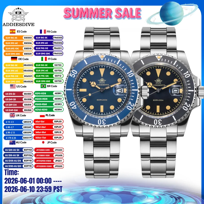 ADDIESDIVE Men Watches Calendar Display 20Bar Waterproof Ceramic Bezel 316L Stainless Steel C3 Super Luminous Quartz Watches
ADDIESDIVE Men Watches Calendar Display 20Bar Waterproof Ceramic Bezel 316L Stainless Steel C3 Super Luminous Quartz Watches