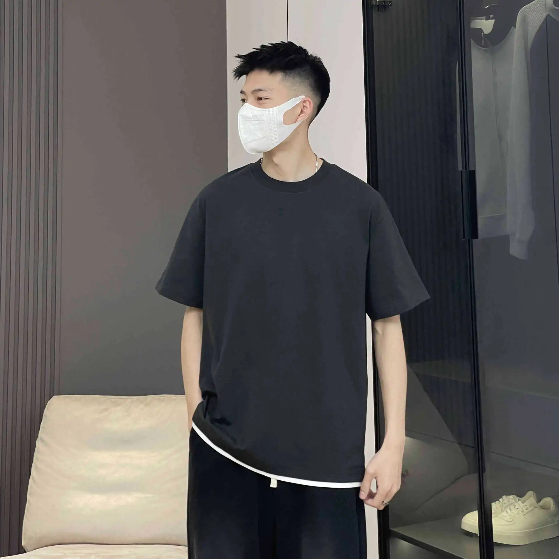 High Quali Loose Couple Fake Two-Piece ort Sve round Ne T-irt Casual Versatile Basic Cotton Wear Resistant Summer
High Quali Loose Couple Fake Two-Piece ort Sve round Ne T-irt Casual Versatile Basic Cotton Wear Resistant Summer