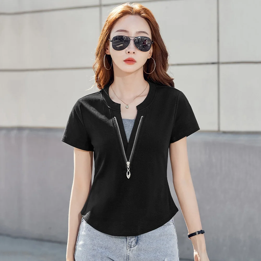 New Women Summer Simplicity T-shirt Fashion V-Neck Short Sleeve Patchwork Cotton Tees Casual Loose Contrast Color T-shirt
New Women Summer Simplicity T-shirt Fashion V-Neck Short Sleeve Patchwork Cotton Tees Casual Loose Contrast Color T-shirt
