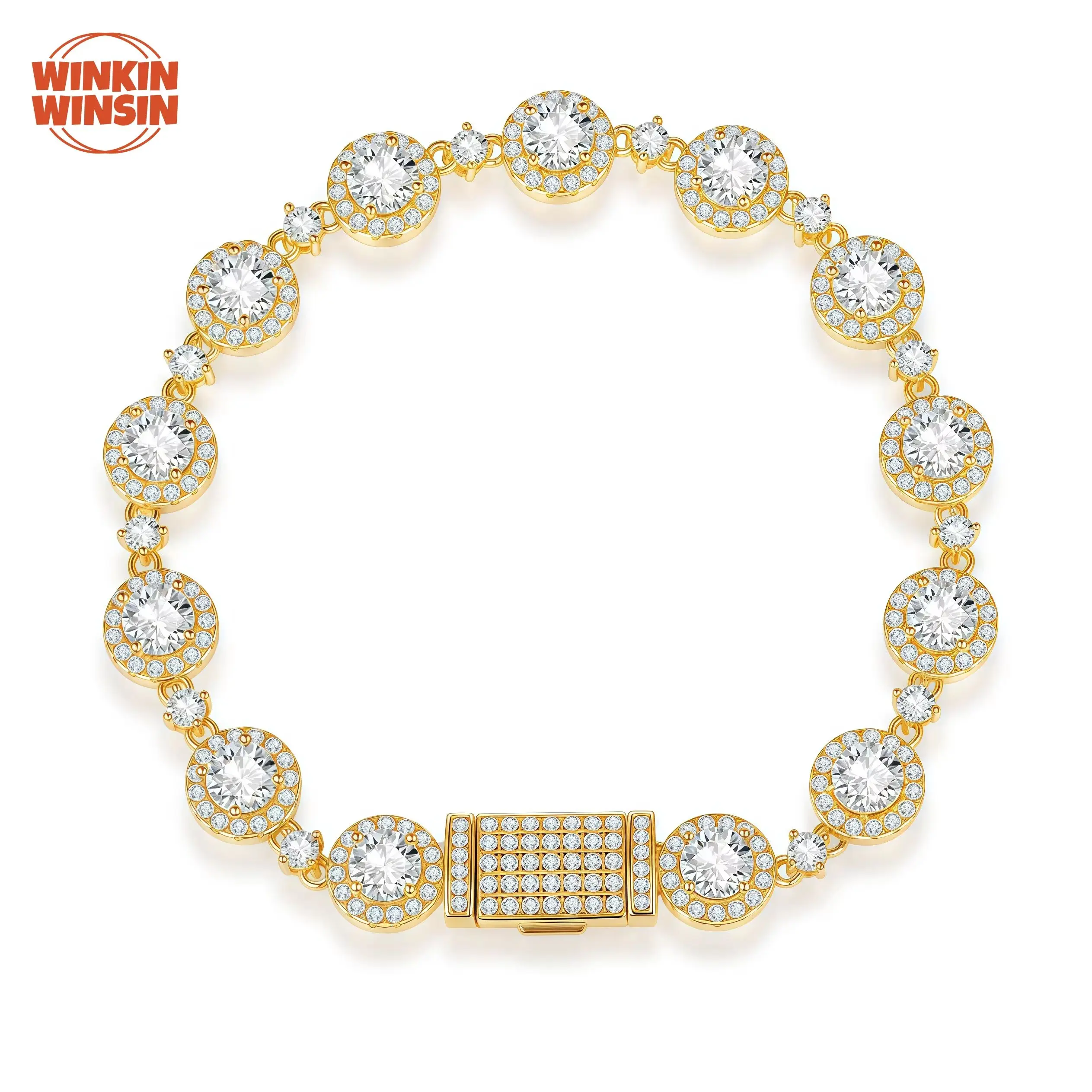 Winkin Winsin Jewelry Geometric Circle GRA Certificate Full Moissanite Diamond Gemstones Bracelet 925 Silver Chain Bangle Women
Winkin Winsin Jewelry Geometric Circle GRA Certificate Full Moissanite Diamond Gemstones Bracelet 925 Silver Chain Bangle Women