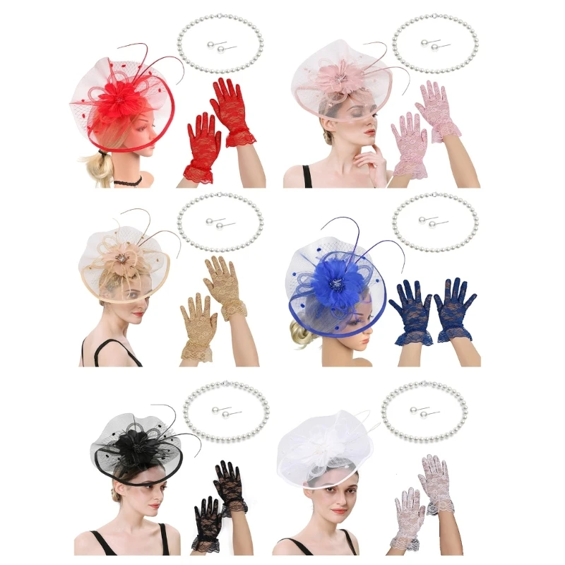 N0PE Flower Derby Hat Hairband Necklace Ear Studs Gloves 4IN1 Set Costume Accessory
N0PE Flower Derby Hat Hairband Necklace Ear Studs Gloves 4IN1 Set Costume Accessory