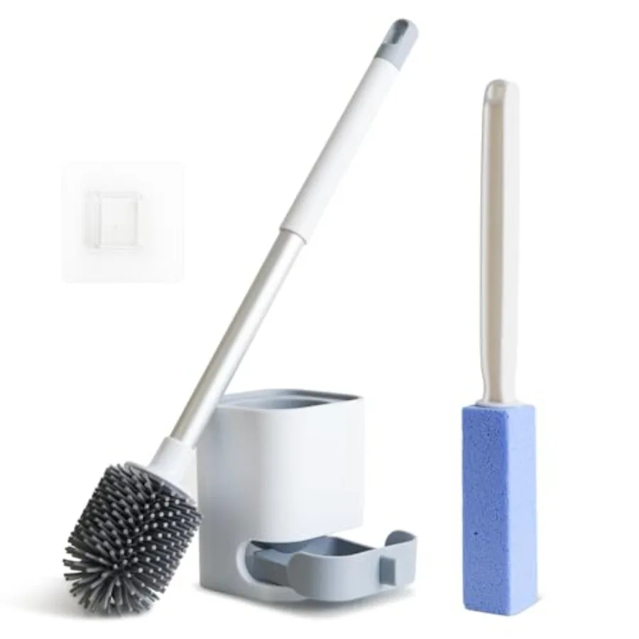 Toilet Cleaner Brush, Silicone Toilet Brush+Pumice Stone for Toilet Cleaning, with Non-Slip Long Handle, Wall Mounted/Floor Sta
Toilet Cleaner Brush, Silicone Toilet Brush+Pumice Stone for Toilet Cleaning, with Non-Slip Long Handle, Wall Mounted/Floor Sta