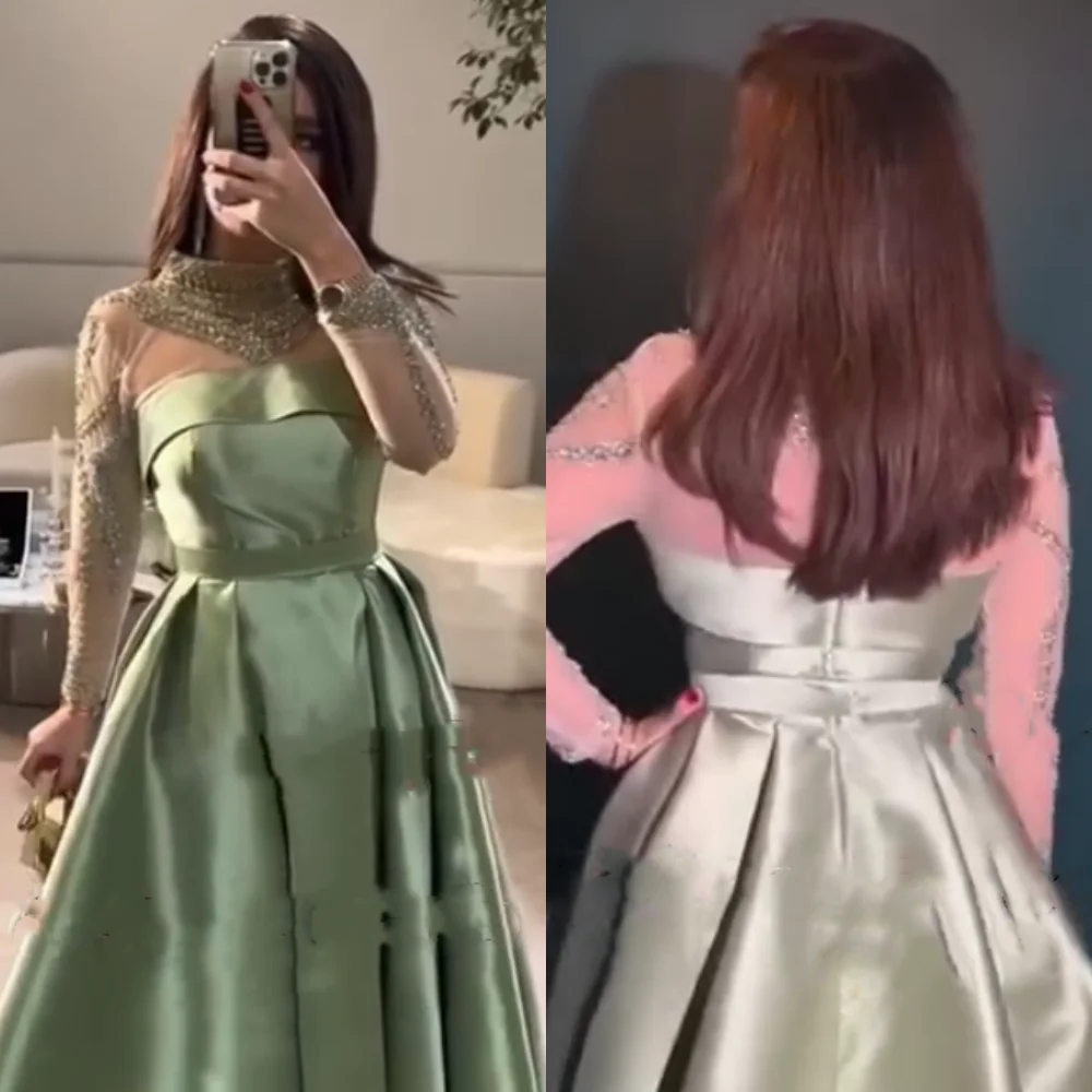 Evening Saudi Arabia Satin Rhinestone Ruched Clubbing A-line High Collar Bespoke Occasion Gown Midi Dresses
Evening Saudi Arabia Satin Rhinestone Ruched Clubbing A-line High Collar Bespoke Occasion Gown Midi Dresses